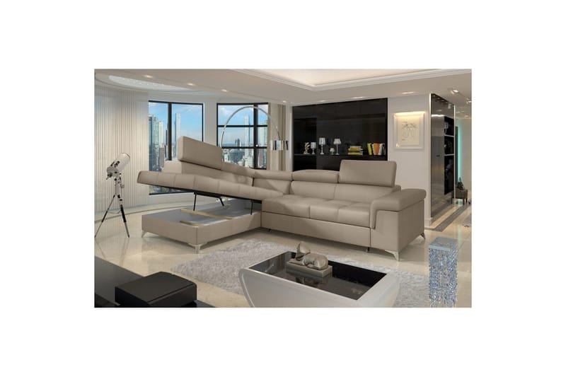 Divaani Eltap Eridano 275x202x88 cm - Monoliitti 09, tumma beige, Vasen - Huonekalut - Sohva - Vuodesohva