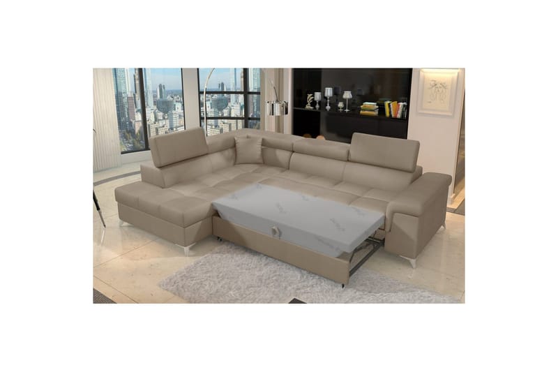 Divaani Eltap Eridano 275x202x88 cm - Monoliitti 09, tumma beige, Vasen - Huonekalut - Sohva - Vuodesohva