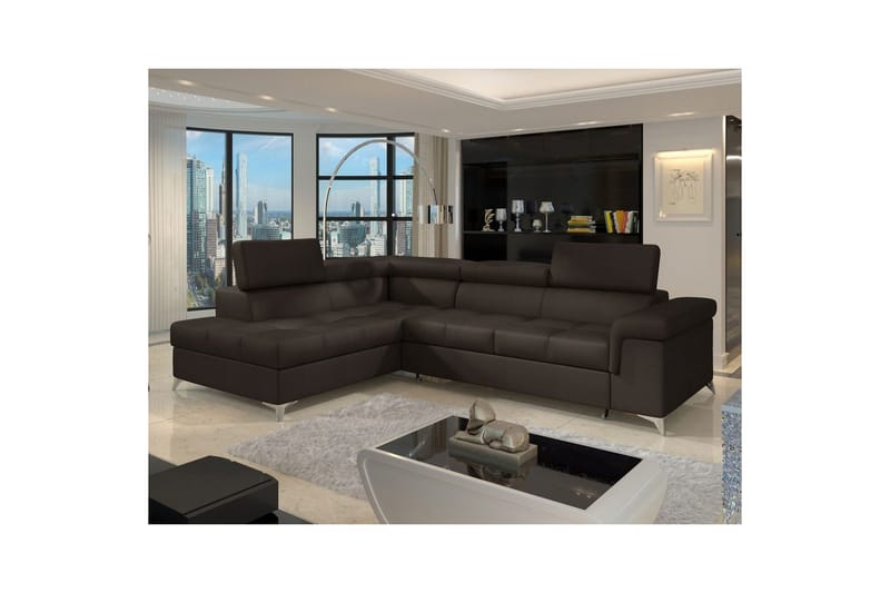 Divaani Eltap Eridano 275x202x88 cm - Monoliitti 29, tummanruskea, Vasen - Huonekalut - Sohva - Vuodesohva