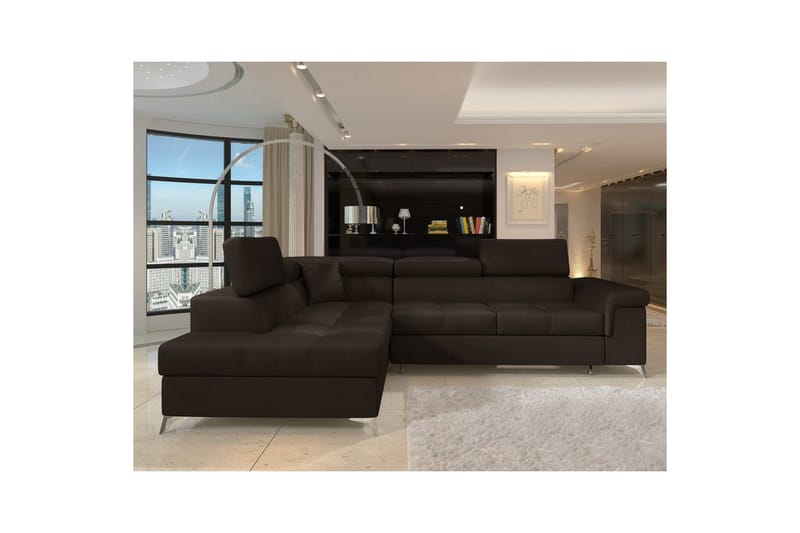 Divaani Eltap Eridano 275x202x88 cm - Monoliitti 29, tummanruskea, Vasen - Huonekalut - Sohva - Vuodesohva