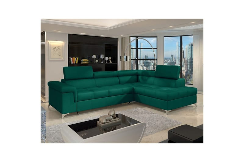 Divaani Eltap Eridano 275x202x88 cm - Monolith 37, vihreä, Oikea - Huonekalut - Sohva - Vuodesohva