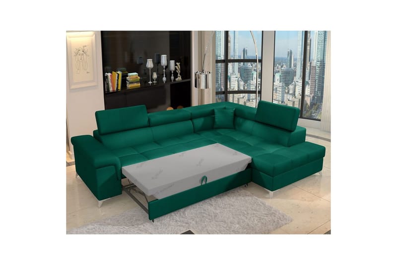 Divaani Eltap Eridano 275x202x88 cm - Monolith 37, vihreä, Oikea - Huonekalut - Sohva - Vuodesohva