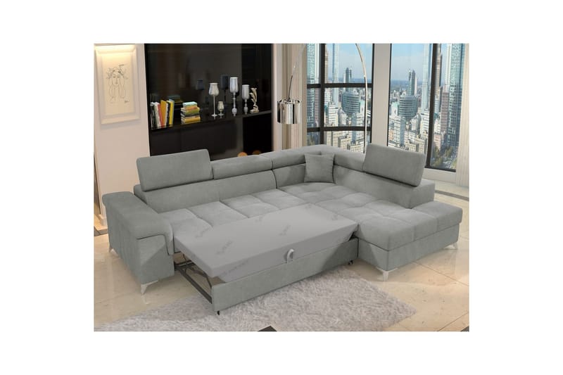 Divaani Eltap Eridano 275x202x88 cm - Raquel 04, Harmaa, Oikea - Huonekalut - Sohva - Vuodesohva