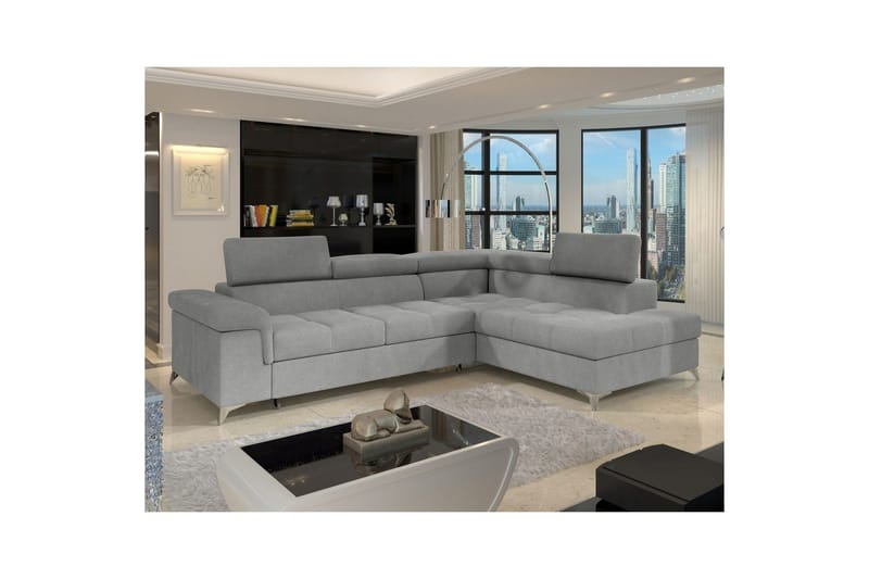 Divaani Eltap Eridano 275x202x88 cm - Raquel 04, Harmaa, Oikea - Huonekalut - Sohva - Vuodesohva