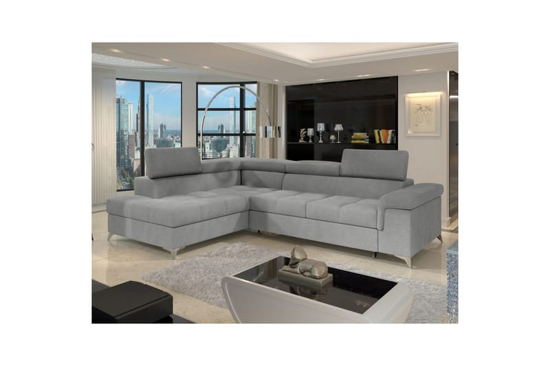 Divaani Eltap Eridano 275x202x88 cm - Raquel 04, Harmaa, Vasen - Huonekalut - Sohva - Vuodesohva