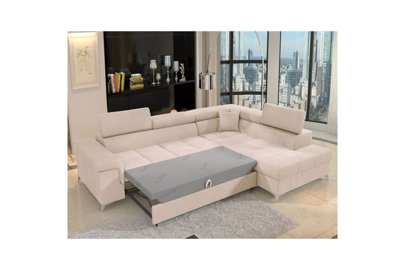 Divaani Eltap Eridano 275x202x88 cm - Raquel 18, Beige, Oikea - Huonekalut - Sohva - Vuodesohva