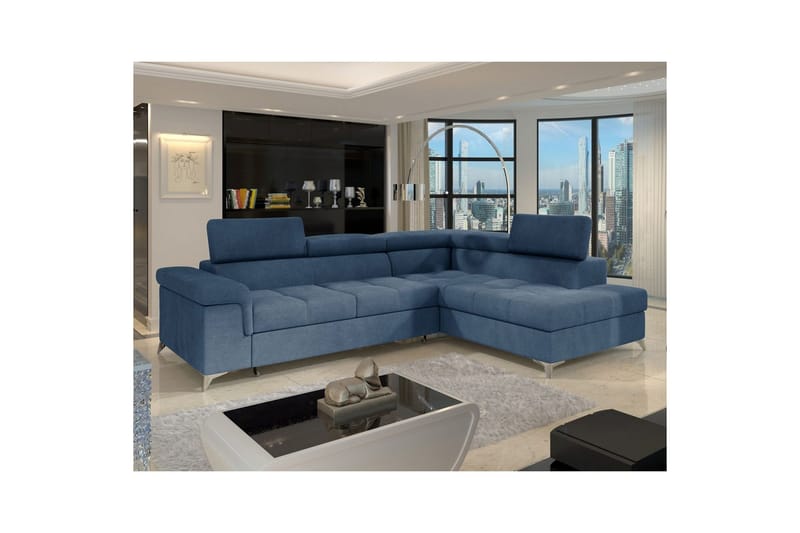 Divaani Eltap Eridano 275x202x88 cm - Raquel 40, Sininen, Oikea - Huonekalut - Sohva - Vuodesohva