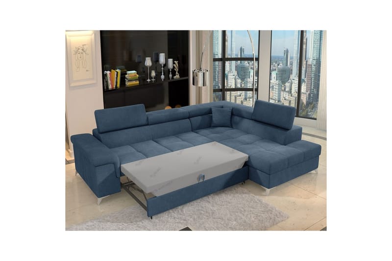 Divaani Eltap Eridano 275x202x88 cm - Raquel 40, Sininen, Oikea - Huonekalut - Sohva - Vuodesohva