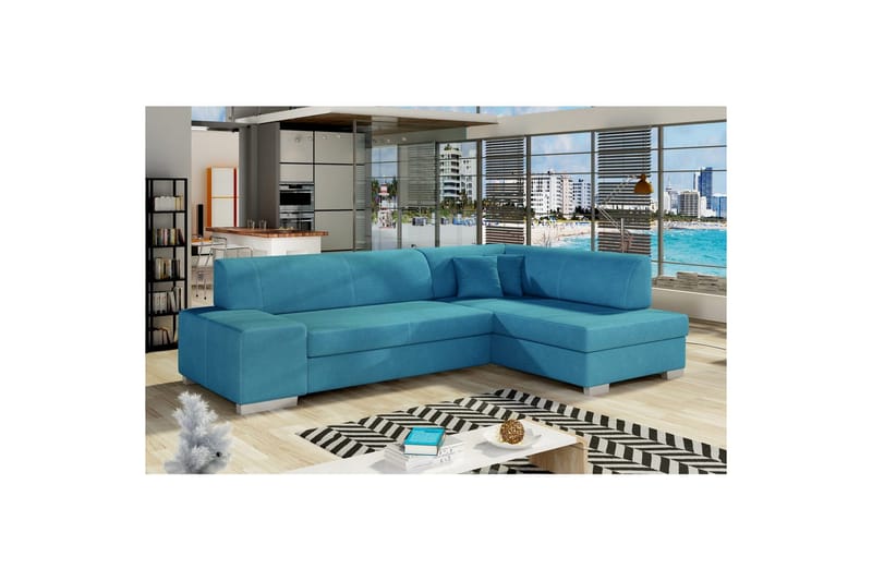 Divaani Eltap Fabio 268x167x73 cm, Orinoco 85, Sininen, Oikea