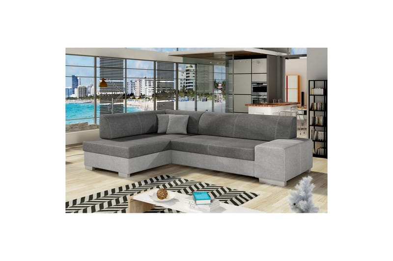 Divaani Eltap Fabio 268x167x73 cm - Sawana 05, Sawana 21, Harmaa, Vasen - Huonekalut - Sohva - Vuodesohva