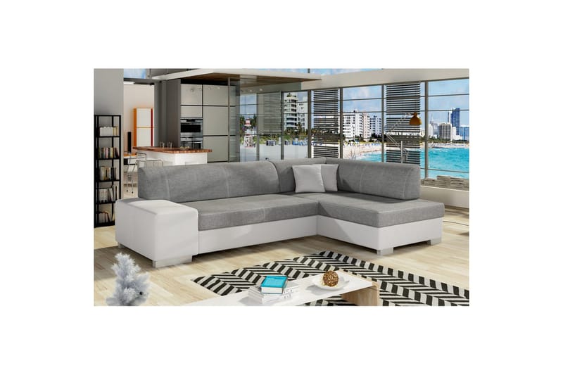 Divaani Eltap Fabio 268x167x73 cm, Sawana 05, Soft 17, Harmaa, Valkoinen, Oikea