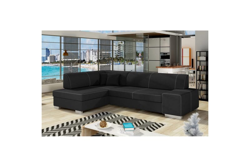 Divaani Eltap Fabio 268x167x73 cm - Sawana 14, Musta, Vasen - Huonekalut - Sohva - Vuodesohva