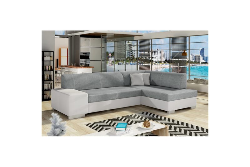 Divaani Eltap Fabio 268x167x73 cm - Päällinen 83, Soft 17, Harmaa, Valkoinen, Oikea - Huonekalut - Sohva - Vuodesohva