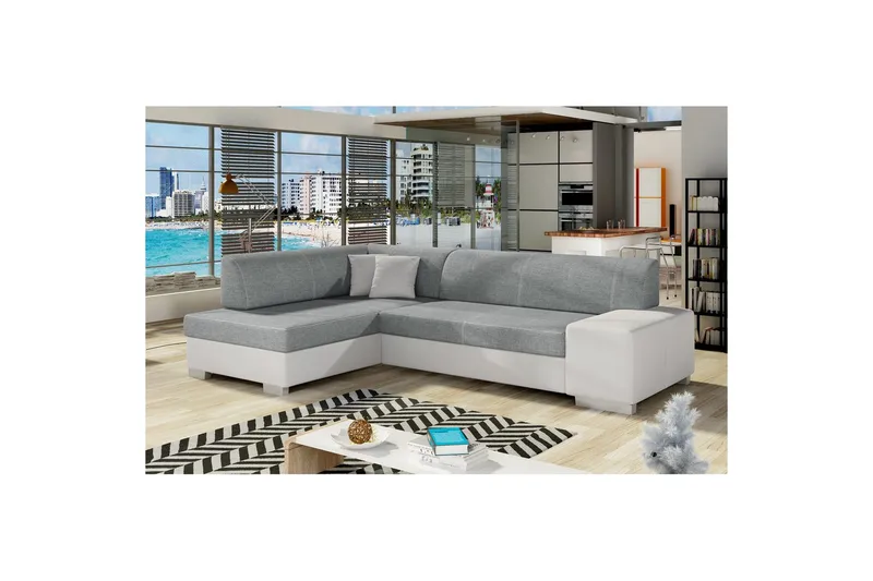 Divaani Eltap Fabio 268x167x73 cm - Päällinen 83, Soft 17, Harmaa, Valkoinen, Vasen - Huonekalut - Sohva - Vuodesohva