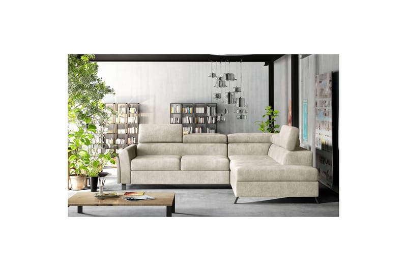 Divaani Eltap Kairos 265x200x92 cm - Dora 21, Beige, Oikea - Huonekalut - Sohva - Vuodesohva