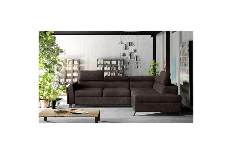 Divaani Eltap Kairos 265x200x92 cm - Dora 28, Tummanruskea, Oikea - Huonekalut - Sohva - Vuodesohva