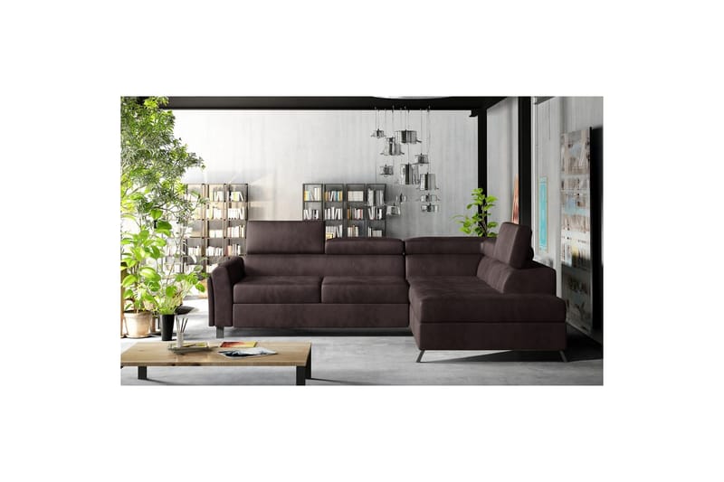 Divaani Eltap Kairos 265x200x92 cm - Mat Velvet 29, Ruskea, Oikea - Huonekalut - Sohva - Vuodesohva