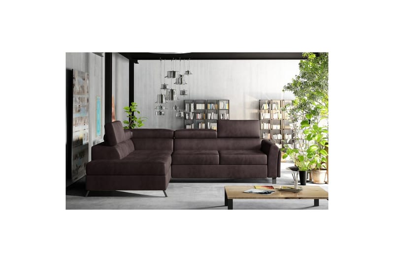 Divaani Eltap Kairos 265x200x92 cm - Mat Velvet 29, Ruskea, Vasen - Huonekalut - Sohva - Vuodesohva