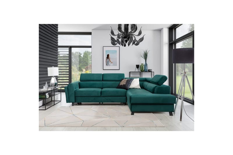 Divaani Eltap Kairos 265x200x92 cm - Monoliitti 37, Vihreä, Oikea - Huonekalut - Sohva - Vuodesohva