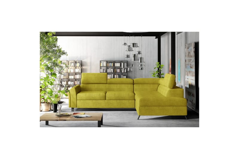 Divaani Eltap Kairos 265x200x92 cm - Omega 68, Keltainen, Oikea - Huonekalut - Sohva - Vuodesohva