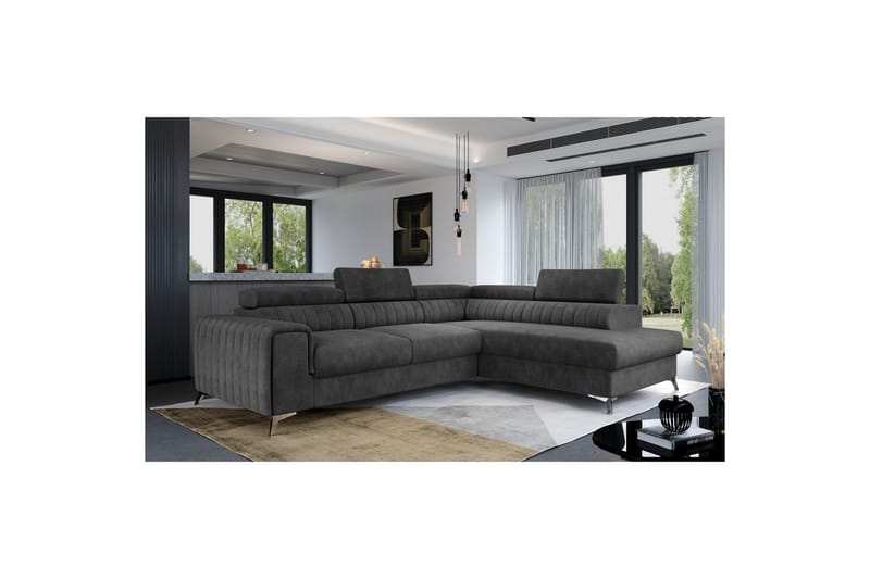 Divaani Eltap Laurence 278x205x92 cm, Dora 96, Musta, Oikea
