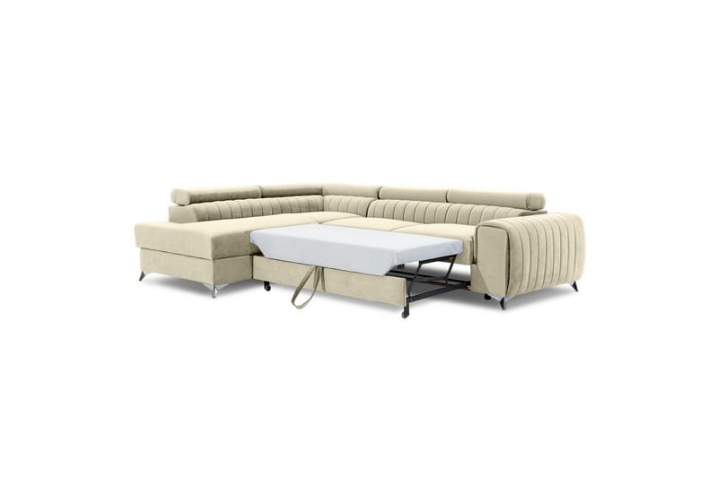 Divaani Eltap Laurence 278x205x92 cm - Monoliitti 04, Vaalea beige, Oikea - Huonekalut - Sohva - Vuodesohva