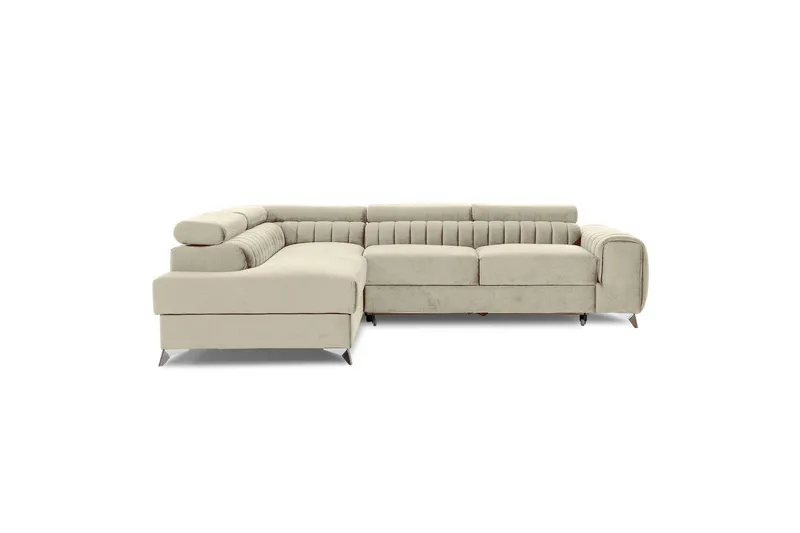 Divaani Eltap Laurence 278x205x92 cm - Monoliitti 04, Vaalea beige, Vasen - Huonekalut - Sohva - Vuodesohva