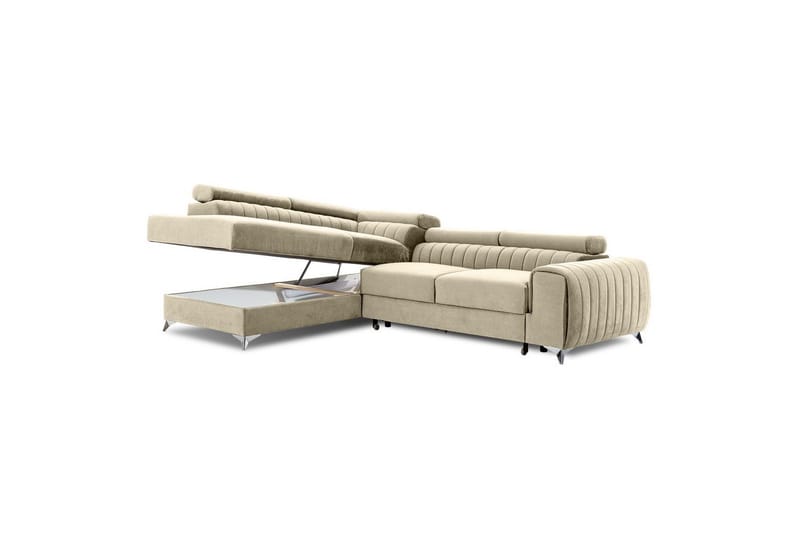 Divaani Eltap Laurence 278x205x92 cm - Monoliitti 04, Vaalea beige, Vasen - Huonekalut - Sohva - Vuodesohva