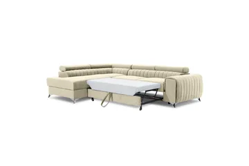 Divaani Eltap Laurence 278x205x92 cm - Monoliitti 04, Vaalea beige, Vasen - Huonekalut - Sohva - Vuodesohva
