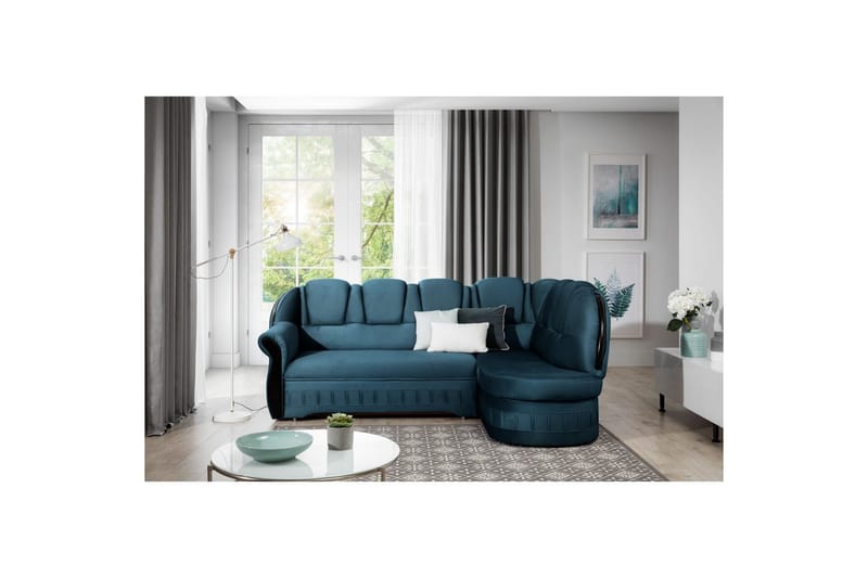 Divaani Eltap Lord 243x180x112 cm - Monoliitti 77, Sininen, Oikea - Huonekalut - Sohva - Vuodesohva