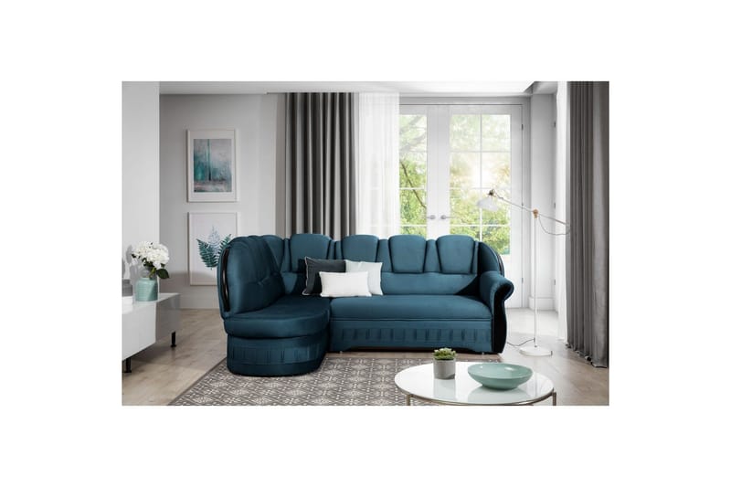Divaani Eltap Lord 243x180x112 cm - Monoliitti 77, Sininen, Vasen - Huonekalut - Sohva - Vuodesohva