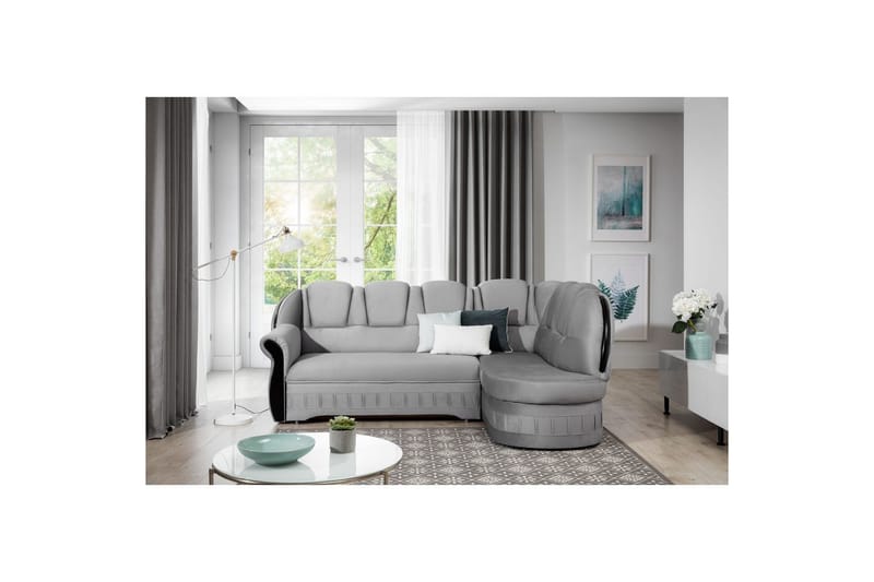 Divaani Eltap Lord 243x180x112 cm - Monoliitti 84, Vaaleanharmaa, Oikea - Huonekalut - Sohva - Vuodesohva