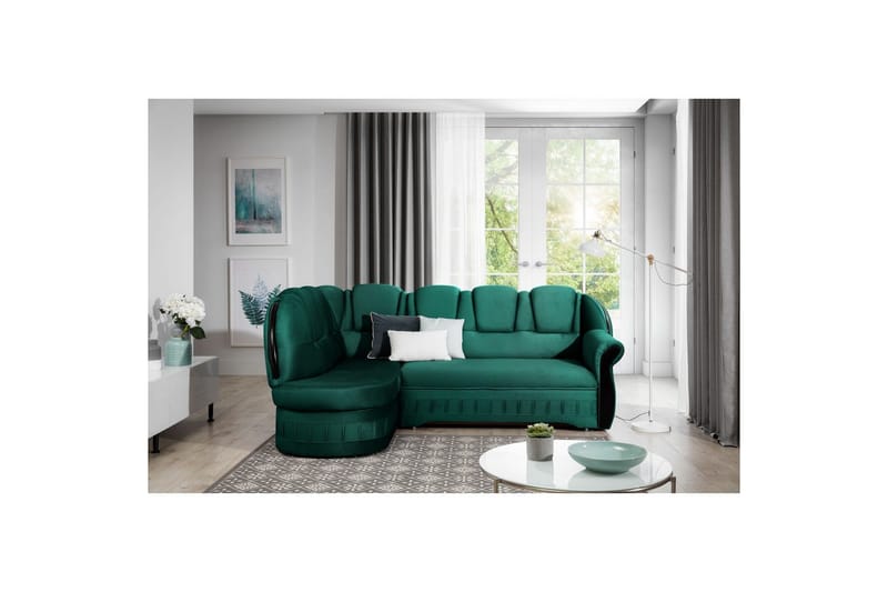 Divaani Eltap Lord 243x180x112 cm - Nube 35, Vihreä, Vasen - Huonekalut - Sohva - Vuodesohva