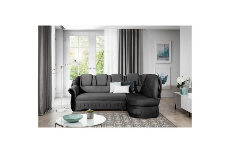 Divaani Eltap Lord 243x180x112 cm - Nube 6, Tummanharmaa, Oikea - Huonekalut - Sohva - Vuodesohva
