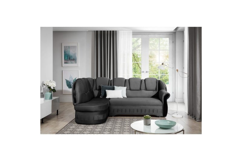 Divaani Eltap Lord 243x180x112 cm - Nube 6, Tummanharmaa, Vasen - Huonekalut - Sohva - Vuodesohva