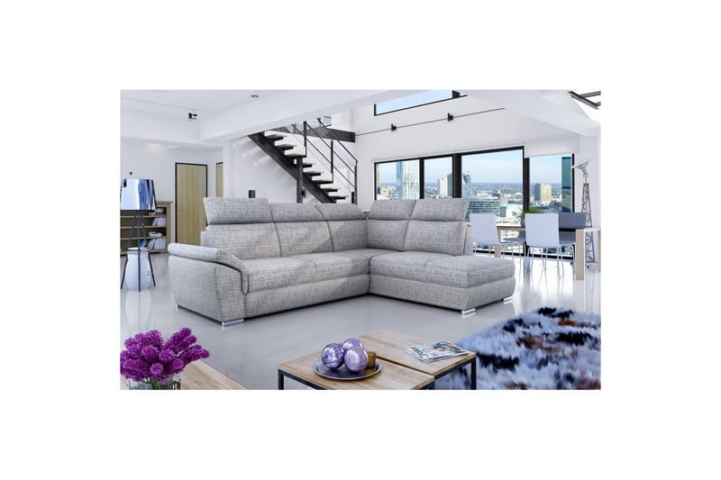 Divaani Eltap Loreto 260x210x102 cm - Berlin 01, Harmaa, Oikea - Huonekalut - Sohva - Vuodesohva
