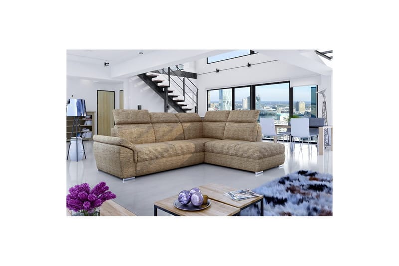 Divaani Eltap Loreto 260x210x102 cm - Berlin 03, Beige, Oikea - Huonekalut - Sohva - Vuodesohva