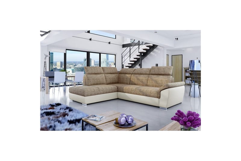 Divaani Eltap Loreto 260x210x102 cm - Berlin 03, Soft 33, Beige, Vasen - Huonekalut - Sohva - Vuodesohva