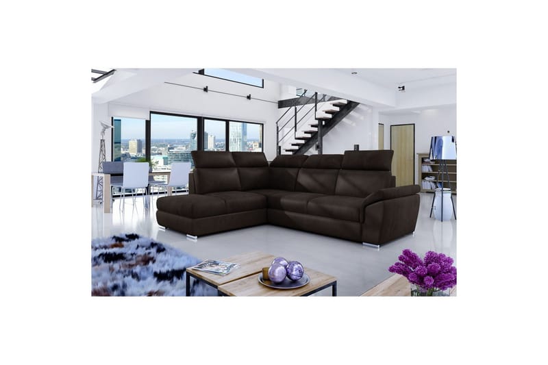 Divaani Eltap Loreto 260x210x102 cm - Monoliitti 29, Tumma ruskea, Vasen - Huonekalut - Sohva - Vuodesohva