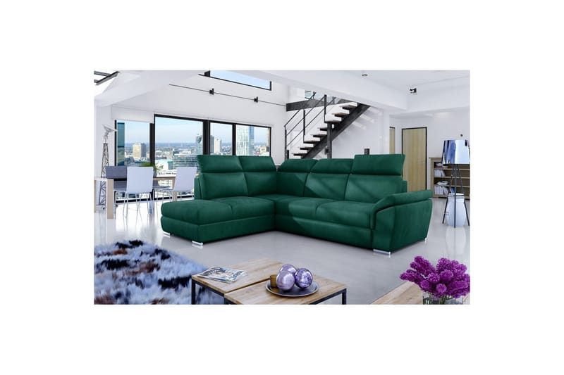 Divaani Eltap Loreto 260x210x102 cm, Monoliitti 37, Vihreä, Vasen