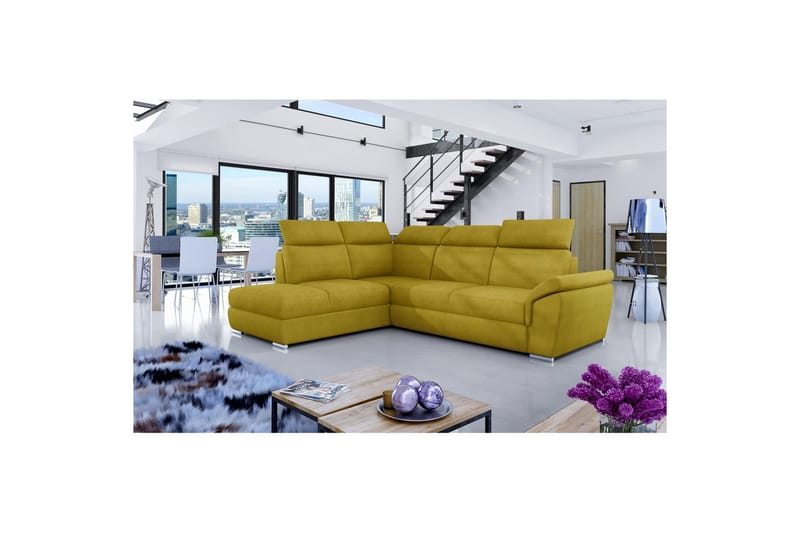 Divaani Eltap Loreto 260x210x102 cm - Omega 68, Keltainen, Vasen - Huonekalut - Sohva - Vuodesohva