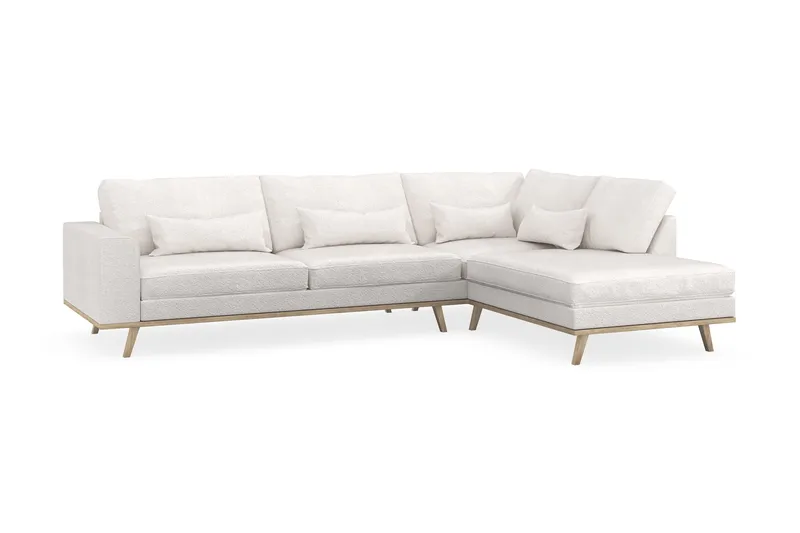 Copenhagen 4-istuttava Oikeakätinen L-muotoinen Divaanisohva Bouclélla - Valkoinen - Huonekalut - Sohva - Divaanisohva - 4 istuttava sohva divaanilla