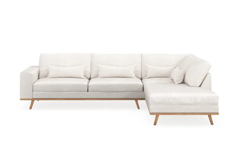 Copenhagen 4-istuttava Oikeakätinen L-muotoinen Divaanisohva Bouclélla - Valkoinen - Huonekalut - Sohva - Divaanisohva - 4 istuttava sohva divaanilla