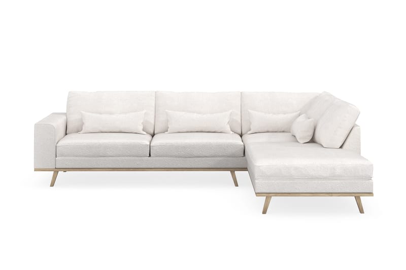 Copenhagen 4-istuttava Oikeakätinen L-muotoinen Divaanisohva Bouclélla - Valkoinen - Huonekalut - Sohva - Divaanisohva - 4 istuttava sohva divaanilla