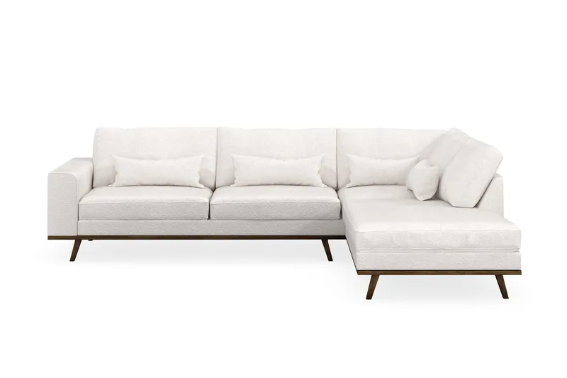 Copenhagen 4-istuttava Oikeakätinen L-muotoinen Divaanisohva Bouclélla - Valkoinen - Huonekalut - Sohva - Divaanisohva - 4 istuttava sohva divaanilla