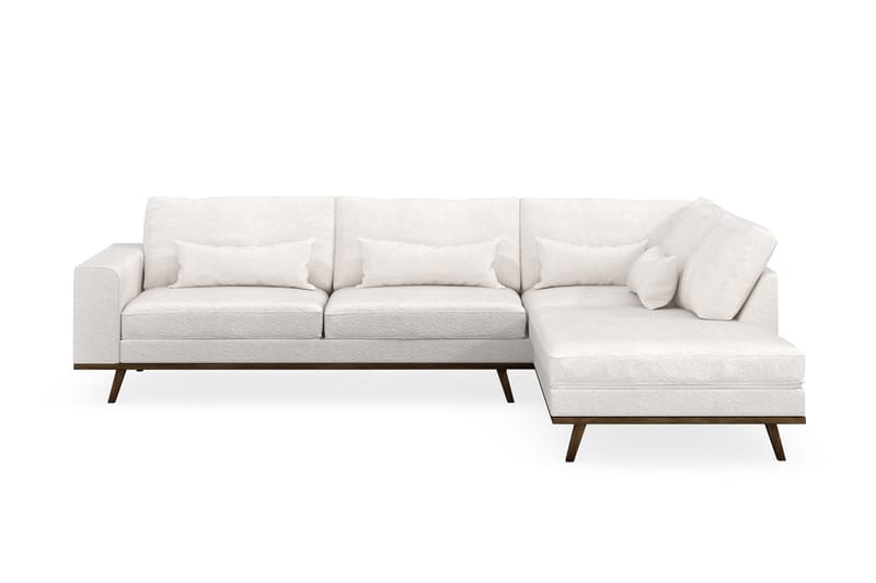 Copenhagen 4-istuttava Oikeakätinen L-muotoinen Divaanisohva Bouclélla - Valkoinen - Huonekalut - Sohva - Divaanisohva - 4 istuttava sohva divaanilla
