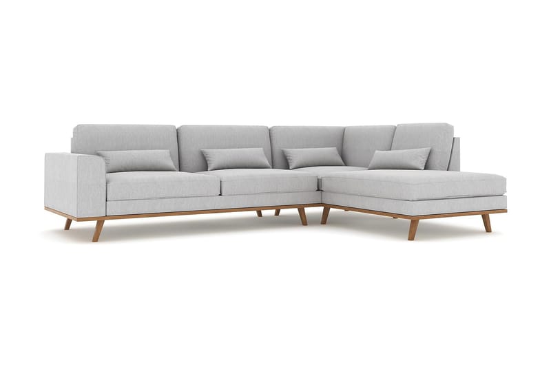 Copenhagen 4-istuttava Oikeakätinen L-muotoinen Divaanisohva Kankaalla - Harmaa - Huonekalut - Sohva - Divaanisohva - 4 istuttava sohva divaanilla