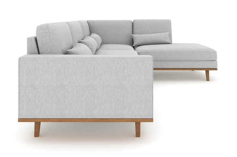 Copenhagen 4-istuttava Oikeakätinen L-muotoinen Divaanisohva Kankaalla - Harmaa - Huonekalut - Sohva - Divaanisohva - 4 istuttava sohva divaanilla