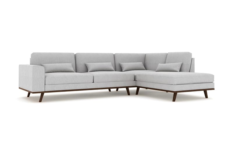 Copenhagen 4-istuttava Oikeakätinen L-muotoinen Divaanisohva Kankaalla - Harmaa - Huonekalut - Sohva - Divaanisohva - 4 istuttava sohva divaanilla