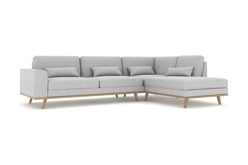 Copenhagen 4-istuttava Oikeakätinen L-muotoinen Divaanisohva Kankaalla - Harmaa - Huonekalut - Sohva - Divaanisohva - 4 istuttava sohva divaanilla
